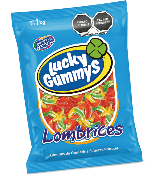 Lucky Gummys Lombrices gummy worms 1 Kg (2.2 Lb) bag - Gomitas mexicanas